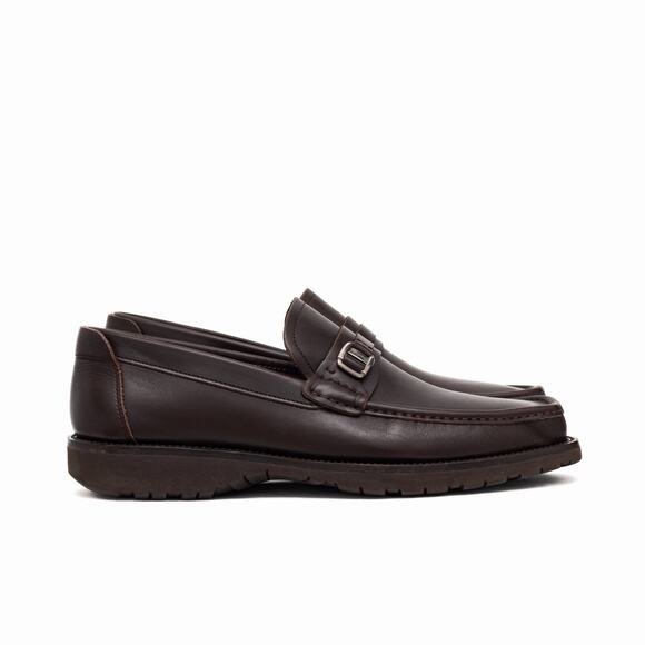 950$ Ferragamo Men\'s Gancini Logo Brown Leather Loafers US 9.5 EE main image 9